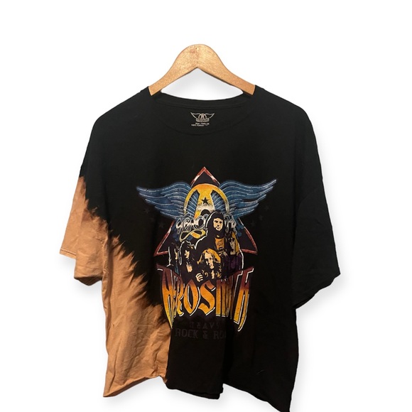 Aerosmith Crop Top Cropped T Shirt Tie Dye Band Tee Logo Grunge Womens 2X - Picture 1 of 3